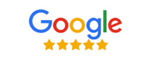 Google logo above five yellow stars, highlighting a five-star rating for a trusted residential concrete company in Tampa.