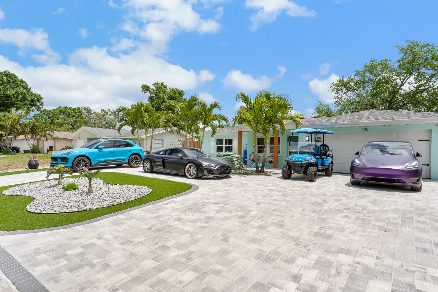 Paver pool deck and lanai at a new Wesley Chapel home in a master-planned community